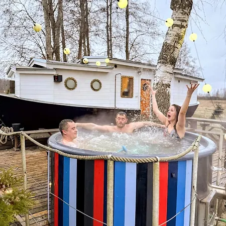 Cozy Little House With Sauna On A Fishing Boat